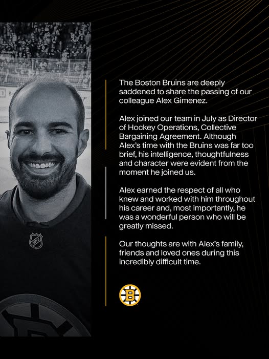 Alex Gimenez Death Report: Boston Bruins Hockey Operations Director Reportedly Dead